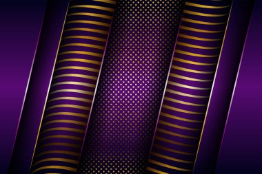 Soyut geometrik lüks mor örtüşme katmanları ile altın kombinasyon