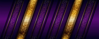 Soyut geometrik lüks mor örtüşme katmanları ile altın kombinasyon