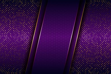 Soyut geometrik lüks mor örtüşme katmanları ile altın kombinasyon