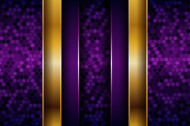 Lüks geometrik mor örtüşen tabakalar altın kombinasyonlu arka plan