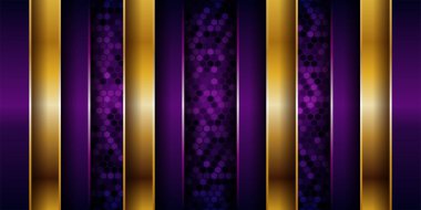 Lüks geometrik mor örtüşen tabakalar altın kombinasyonlu arka plan