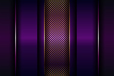 Lüks geometrik mor örtüşen tabakalar altın kombinasyonlu arka plan