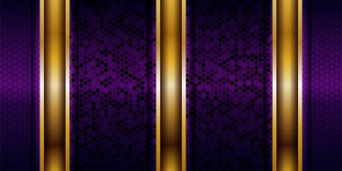 Lüks geometrik mor örtüşen tabakalar altın kombinasyonlu arka plan