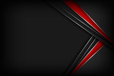 Modern 3d geometri koyu arkaplan üzerinde kırmızı kenarlı siyah çizgileri şekillendirir