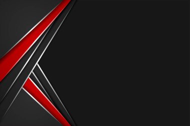 Modern 3d geometri koyu arkaplan üzerinde kırmızı kenarlı siyah çizgileri şekillendirir