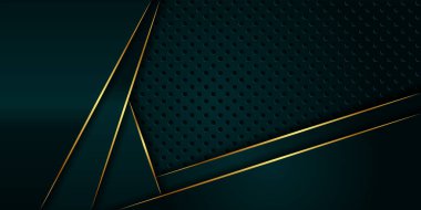 Altın çizgileri olan soyut lüks geometrik yeşil arka plan vektör tasarım şablonu. Altın çerçeveli Premium Grafik tasarım ögesi