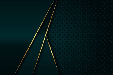 Altın çizgileri olan soyut lüks geometrik yeşil arka plan vektör tasarım şablonu. Altın çerçeveli Premium Grafik tasarım ögesi