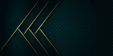 Altın çizgileri olan soyut lüks geometrik yeşil arka plan vektör tasarım şablonu. Altın çerçeveli Premium Grafik tasarım ögesi