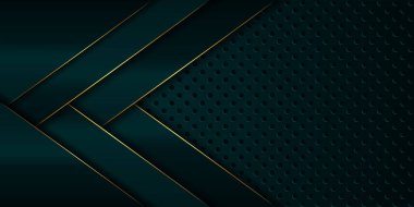 Altın çizgileri olan soyut lüks geometrik yeşil arka plan vektör tasarım şablonu. Altın çerçeveli Premium Grafik tasarım ögesi