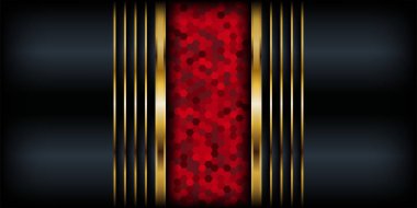 Soyut siyah kağıdın vektör çizimi gerçekçi katmanlı kağıt kesimi desenli altın yarım ton desenli. Kapak düzeni şablonu için 3d arkaplan ve malzeme tasarım kavramı