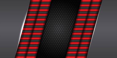 Soyut stil teknoloji tasarım şablonu ile koyu gölgeli siyah alan ile katman kırmızısı üzerine modern fütürist arkaplan