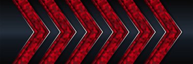 Soyut kırmızı ve siyah metalik ışık huzmesi ve parlak çizgilerle resmedilmiş. Arkaplan için metal çerçeve tasarımı. Duvar kağıdı ve afiş şablonu için vektör tasarımı modern dijital teknoloji kavramı