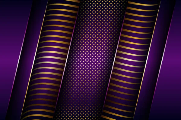 Абстрактный Геометрический Роскошь Фиолетовый Перекрытия Слоев Фона Золотой Комбинацией — стоковый вектор