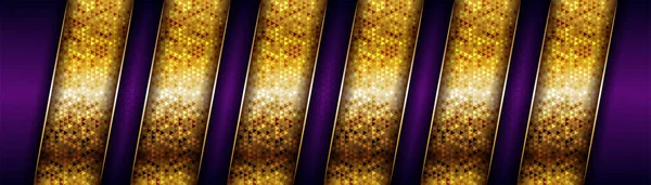 带有黄金组合的几何豪华紫色叠层背景 — 图库矢量图片