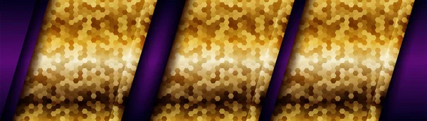Abstrakte Geometrische Luxus Lila Überlappungsschichten Hintergrund Mit Goldener Kombination — Stockvektor