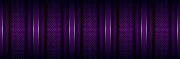 Lujo Geométrico Capas Superpuestas Púrpura Fondo Con Combinación Oro — Vector de stock