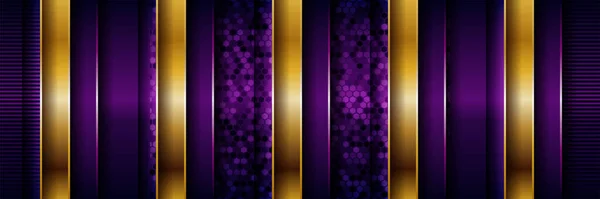 Розкішний Геометричний Фіолетовий Фон Перекриттям Шарів Золотою Комбінацією — стоковий вектор