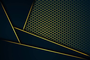 Üst üste binen siyah katmanlar ve altın satırlı soyut arkaplan