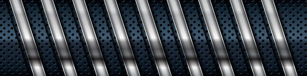 黒のテクスチャの背景にシルバーリストの寸法 シルバーの光の要素の装飾と現実的な重複層テクスチャ — ストックベクタ