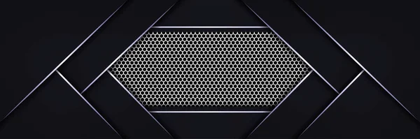 Abstract Luxury Silver Hexagon Carbon Fiber Grid White Luminous Lines — Stock Vector
