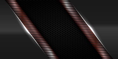 Soyut gerçekçi pembe parlak metalik siber ışıklar koyu siyah altıgen örgülü lüks fütüristik arka plan