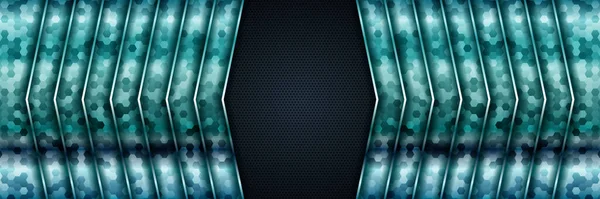 Abstrait Réaliste Argent Bleu Brillant Métallisé Cyber Lumières Sur Fond — Image vectorielle