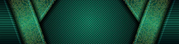 Fondo Abstracto Verde Oscuro Con Capas Superpuestas Concepto Diseño Lujo — Vector de stock