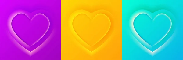Emboss Love Heart Shape Rendering Pastel Color Backdrop Luxury Geometric — Stock Vector