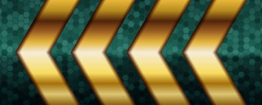 Lüks koyu yeşil arka plan, gerçekçi altın çizgisi ve parlak altın üzerine altıgen.
