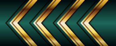 Lüks koyu yeşil arka plan, gerçekçi altın çizgisi ve parlak altın üzerine altıgen.