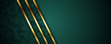 Soyut lüks koyu yeşil katman ve altın çizgi