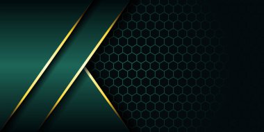 Soyut lüks koyu yeşil katman ve altın çizgi