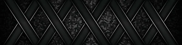 Σκούρο Ρεαλιστικό Αφηρημένο Φόντο Επικαλύπτονται Στρώματα Υφή Διακόσμηση Εξάγωνο Στοιχείο — Διανυσματικό Αρχείο