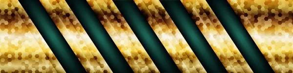 Πολυτελές Σκούρο Πράσινο Φόντο Επικάλυψη Ρεαλιστική Γραμμή Χρυσού Και Εξάγωνο — Διανυσματικό Αρχείο