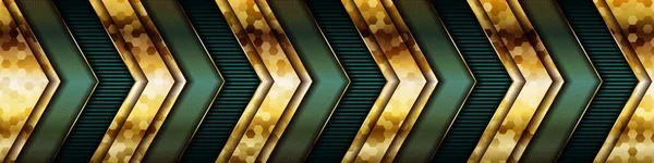 Luxury Dark Green Overlap Background Realistic Gold Line Hexagon Shiny — Stock Vector