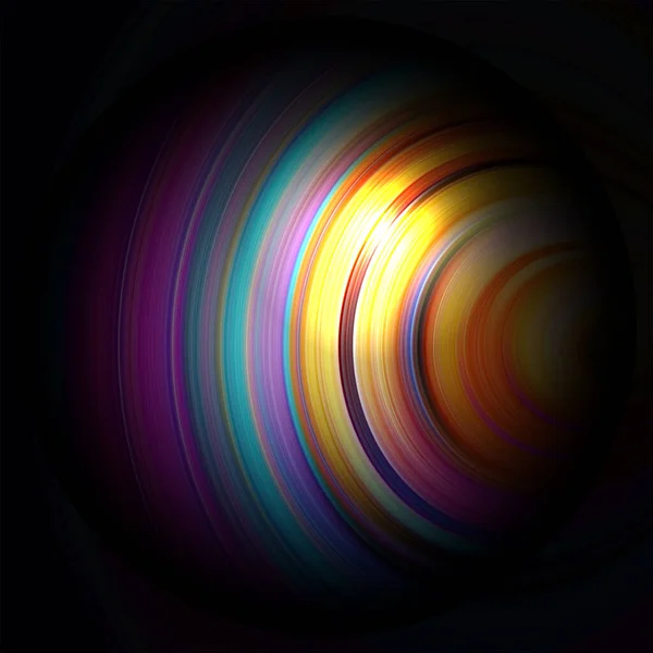 要約輝線と曲線のカラフルな3D円のイラストの背景 — ストックベクタ