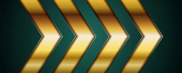 Luxe Donkergroene Overlap Achtergrond Met Realistische Gouden Lijn Zeshoek Glanzend — Stockvector
