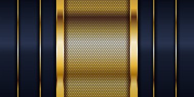 Lüks lacivert ve üst üste binen arka plan, parlayan altın çizgilerle birleşiyor.