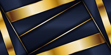 Lüks lacivert ve üst üste binen arka plan, parlayan altın çizgilerle birleşiyor.