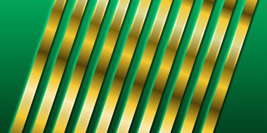 Lükslü koyu yeşil arka plan, altın çizgiler ve soyut şekil.