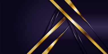 Soyut koyu mor arkaplan ve altın köşegenler kombinasyonu