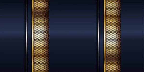 Luxusní Námořnické Modré Překrývající Vrstvy Texturované Pozadí Kombinaci Zářivými Zlatými — Stockový vektor