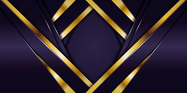 Abstract Dark Purple Background Golden Diagonal Lines Combination — Stock Vector