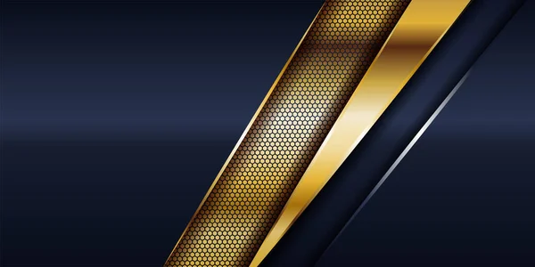 Luksus Marineblå Overlappende Lag Tekstureret Baggrund Kombinere Med Glødende Gyldne Stock-illustration