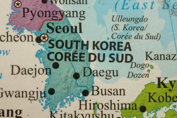Rak Оаэ Красочная Карта Сеула Южная Корея Английском Французском Языках — стоковое фото