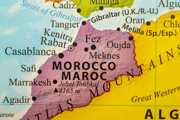 Rak Emirados Árabes Unidos Mapa Colorido Casablanca Marrocos Inglês Francês — Fotografia de Stock