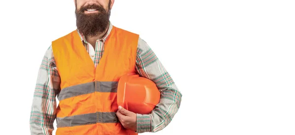 Portrait Builder Smiling Worker Construction Uniform Man Builders Industry — Stockfoto