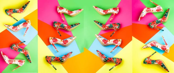 Beauty Fashion Concept Stiletto Stylish Classic Women Leather Shoe Colorful — Stock Fotó