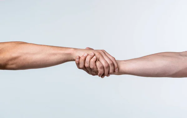 Two Hands Helping Hand Friend Handshake Arms Friendship Friendly Handshake — Stok fotoğraf
