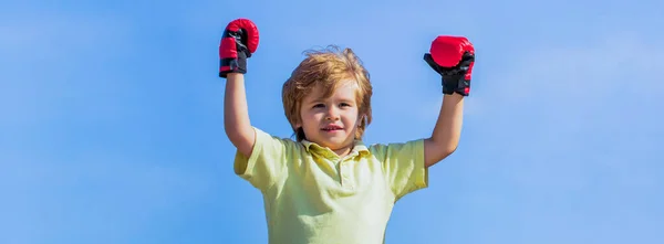 Children Boxing Sports Man Boxing Little Boy Red Boxing Gloves — Stock Photo, Image